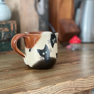 Cat Handmade pottery mug, ceramic mug, Cat mug, funny mug