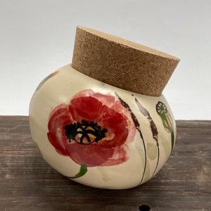 Salière, salière, salière, pot à sel en céramique, coquelicots