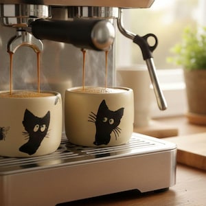 Ritual, ceremony, cocoa, Espresso  tumbler, black cats, set of two