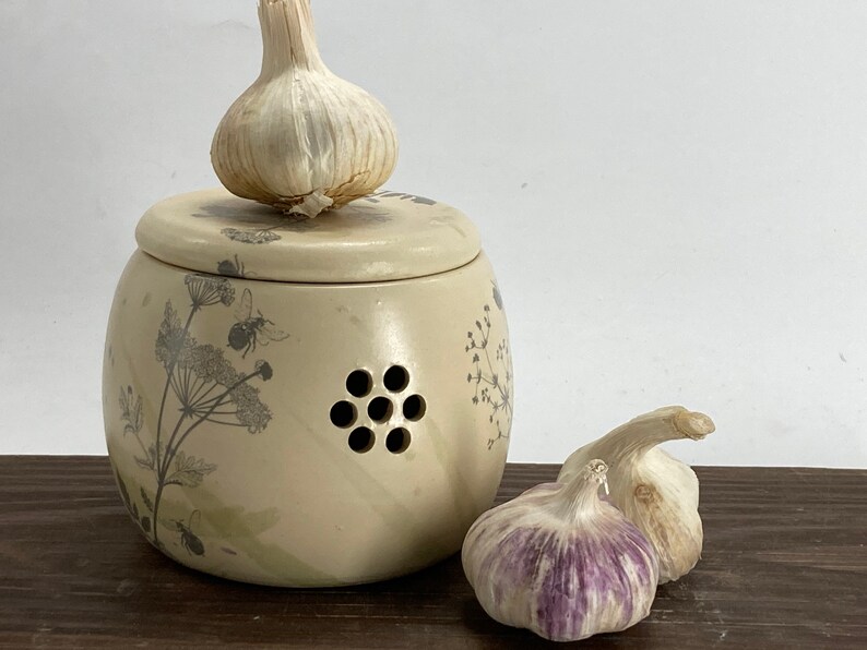 Garlic Keeper Garlic Jar Pottery Garlic Keeper Ceramic Etsy