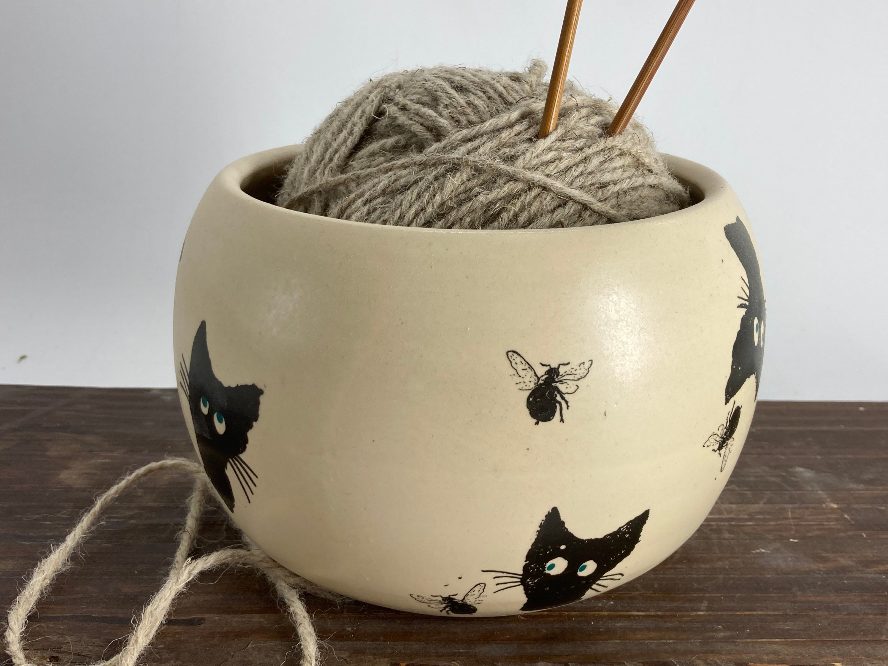 Ceramic Knitting Bowl Cat Yarn Bowl Yarn Bowl Funny Yarn Etsy