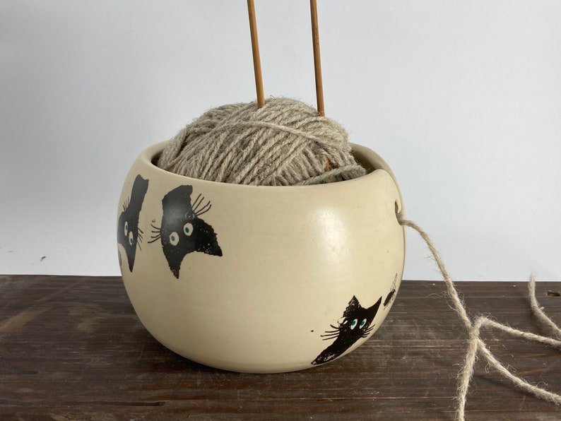 Ceramic Knitting Bowl, cat Yarn Bowl, Yarn bowl, funny yarn bowl, cat lovers image 5