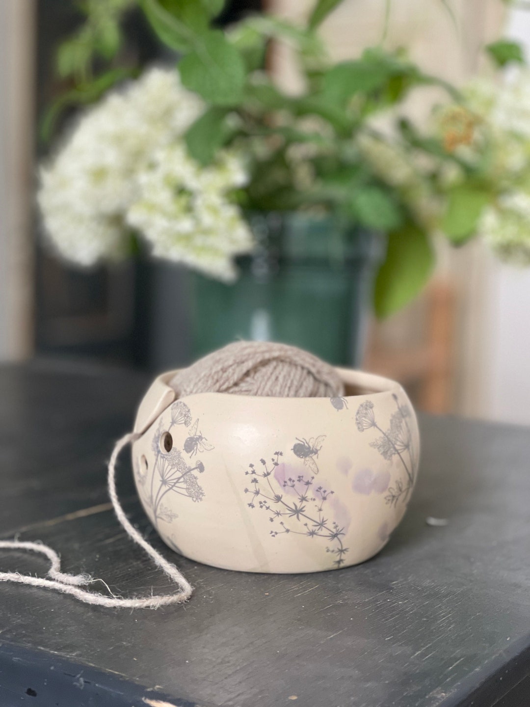 Ceramic Panda Yarn Bowl - Knitting & Crochet Yarn Holder With Spiral Outlet
