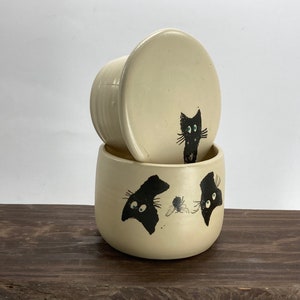 French butter crock, funny gifts, black cat, gift for chef