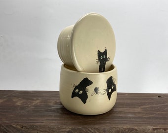 French butter crock, funny gifts, black cat, gift for chef