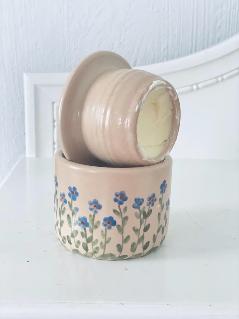 Forget me not, French butter dish, French butter keeper, French butter crock, 250 gr image 8