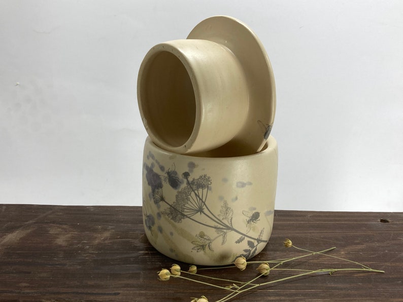 French butter crock, French butter keeper, meadow flower, french butter crock zdjęcie 7