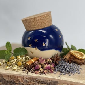 Salero, Salt Pig, salero, almacenamiento de té, estrellas doradas