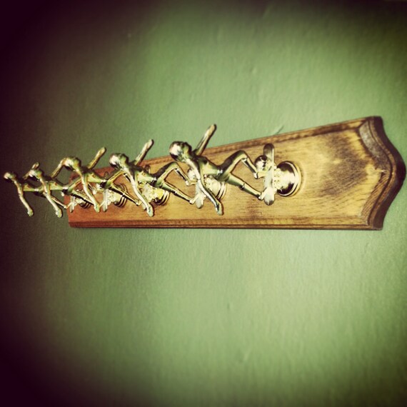 Items similar to Five Hook Vintage Trophy Wall Mount Coat Rack on Etsy
