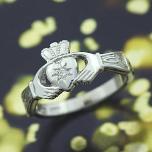 Claddagh ring, ladies diamond claddagh ring.