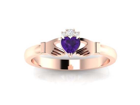 Amethyst Claddagh Ring handgefertigt in Irland. Diamant und Amethyst Claddagh Ring. Amethyst Ring. Etsy