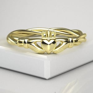 10K solid gold Claddagh ring for ladies. The Forever Embrace Claddagh Ring.