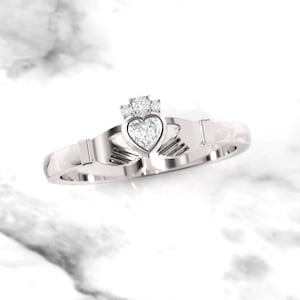 Irish Claddagh ring. Diamond claddagh ring. Engagement ring. Gold claddagh. Available in 14K / 18K yellow, rose, white or platinum.