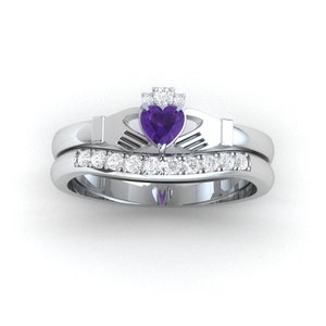 amethyst gemstone claddagh ring