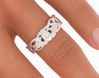 Bague Cœur Claddagh En Argent Sterling Avec Zircon Cubique - Taille 7, Empilable, Neuf Sans Emballage