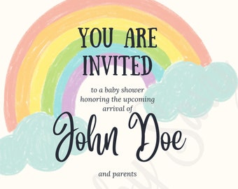 Rainbow Baby Shower Invitation: Immediate Download