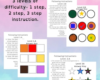 Following Directions & Auditory Memory Speech Therapy Activity