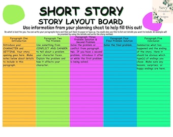Short Story Layout Board | Color-Coded Writing Graphic Organizer for Neurodivergent & Dyslexic Learners