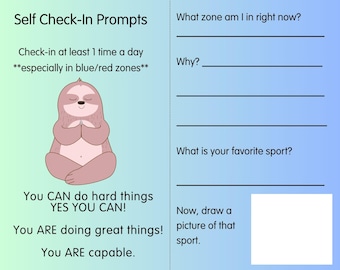 Self Check-In Journal for Emotional Regulation- Autism & Sensory Support Tool