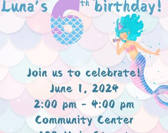 Mermaid Party Printables – Invitation, Stickers, Labels (Digital Download)