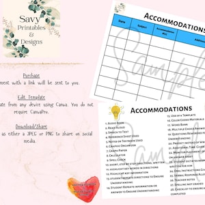 Trackinglogboek accommodatie: IEP-bronnen, openbaar/privé/thuisonderwijs, digitale download, canva-sjabloon; Neurodivergent, speciaal onderwijs