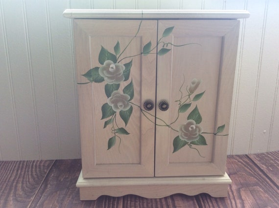 Vintage Hand Painted Jewelry Box, Shabby Chic Jewe