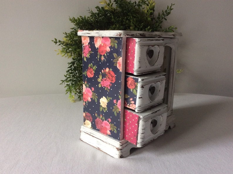 Farmhouse Chic Jewelry Box White Painted Distressed Jewelry Box MBS Shabby Chic Jewelry Box