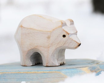Baby polar bear, wooden toy, play kit, eco-friendly toy