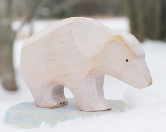 Polar bear, wooden toy, play kit, eco-friendly toy