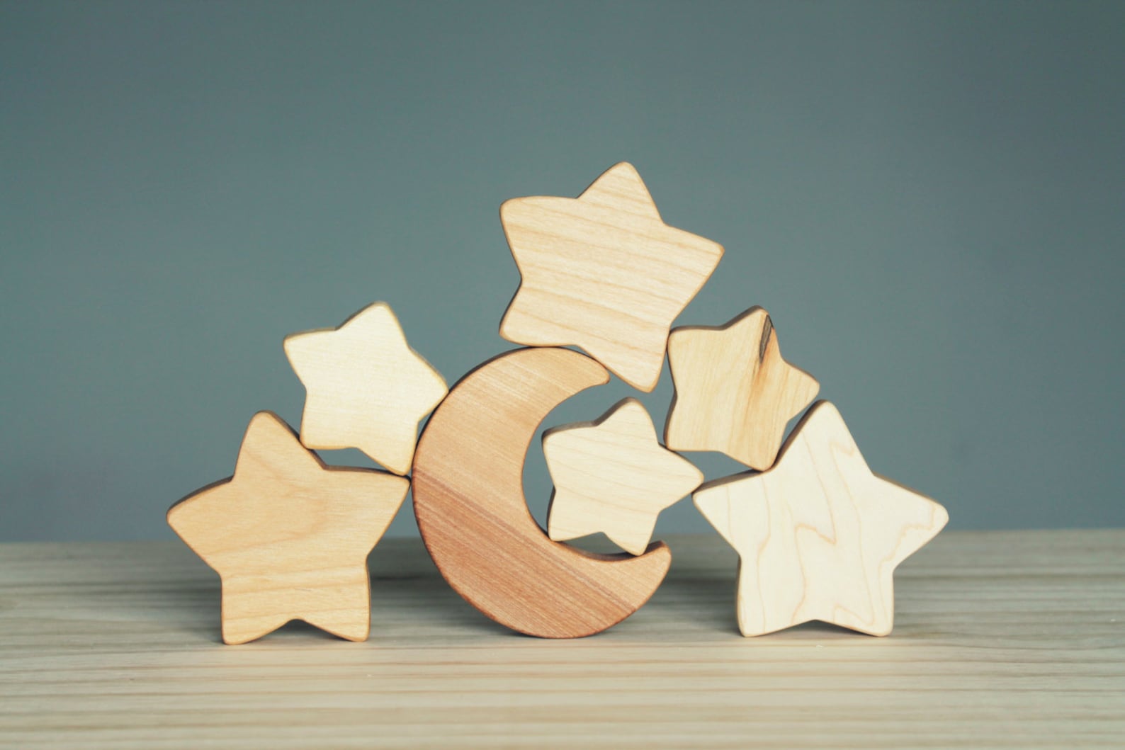 Wooden Moon and Stars Space Baby's Room Decoration Etsy