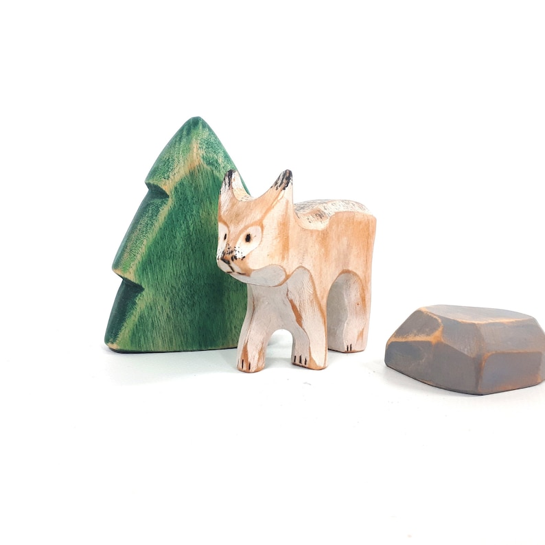 lynx of Canada, wooden toy, eco-friendly toy, forest animal, wooden figurine image 4