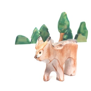 lynx of Canada, wooden toy, eco-friendly toy, forest animal, wooden figurine image 2