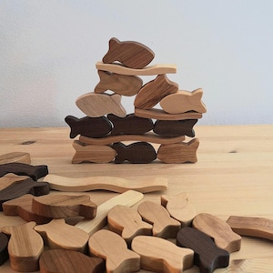 Balance toy fishes, wooden toy, family game, balance game, eco-friendly game
