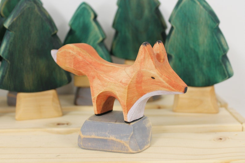 Red fox, wooden toy, eco-friendly toy, forest animal, wooden figurine image 1