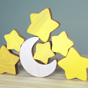 Wooden moon and stars, space, baby's room decoration image 3