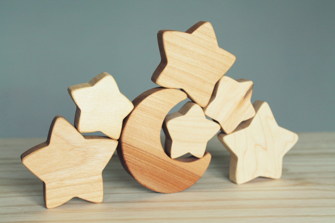 Wooden Moon and Stars Space Baby's Room Decoration Etsy