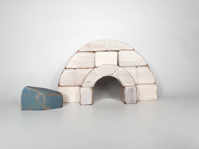 Igloo toy, wooden puzzle, north pole, inuit house, eco-friendly image 1