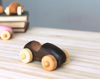 Wooden car, wooden toy, little black car