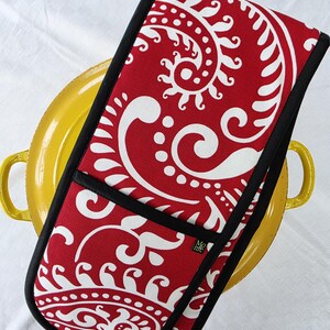 Double Oven Mitt  Handmade Pot Holder Colorful Kitchen Accent Decor/ Heat Resistant Oven Gloves Housewarming Gift