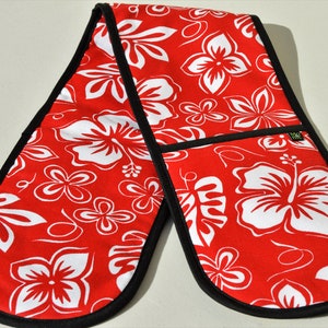 Double Oven Mitt Handmade Pot Holder Colorful Kitchen Accent Decor/ Heat Resistant Oven Gloves Housewarming Gift image 2