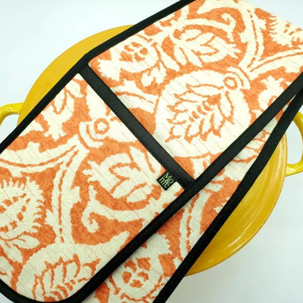 Double Oven Mitt  Handmade Pot Holder Colorful Kitchen Accent Decor/ Heat Resistant Oven Gloves Housewarming Gift