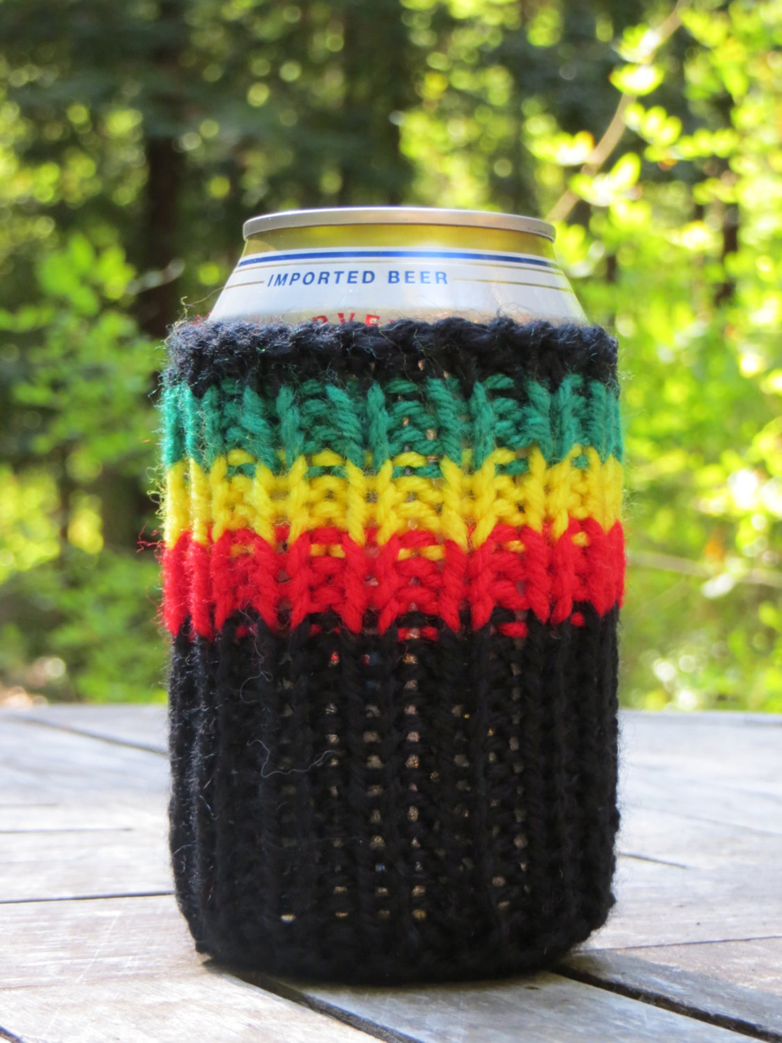 Rasta Beer Cozy Hand Knit 90 Wool Unique Etsy