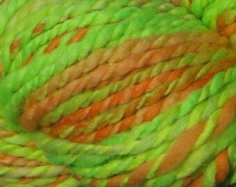 Handspun Hand-Painted Yarn - Merino Wool - 4 oz., 120 g., 190 yards - California Poppy - Bulky