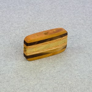 Kazoo - Hand Sculptured Double Barrel - Easy to Play - Wind Instrument - Handcrafted from Strips of Various Woods - Party Favor - Noisemaker