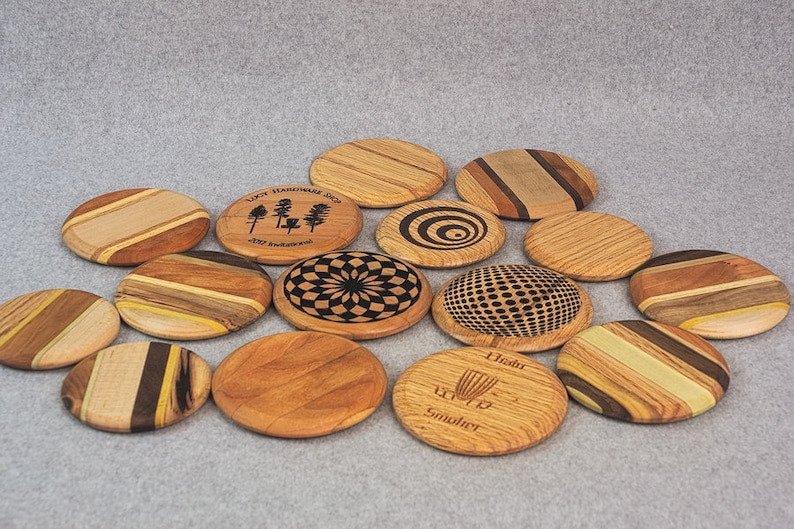 Disc Golf Wooden Mini Disc Marker Disc Walnut Mahogany Etsy