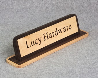 Name Plate for Desk - Deluxe Version - Custom Wooden Personalized Executive Name Plate - Made to Order - Walnut and Maple Woods