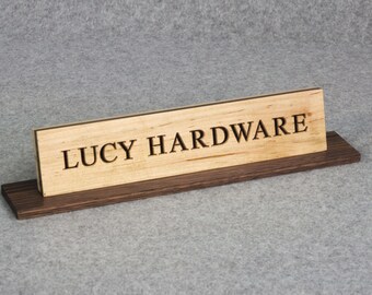 Name Plate for Desk - Classic Verison - Handcrafted Custom Executive Name Plaque - Made to Order - Maple and Walnut Woods