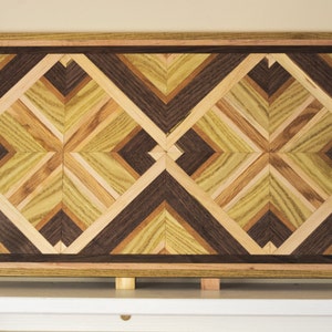 Geometric Wall Hanging made from Walnut, Cherry, Sassafras, Maple and Oak - Modern Wall Panel, Wooden Contemporary Design for Home or Office