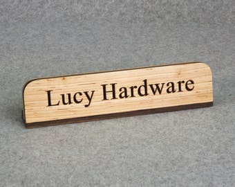 Name Plate for Desk - Modern Version  - Custom Wooden Personalized Executive Name Plate - Made to Order - Walnut and Maple Woods