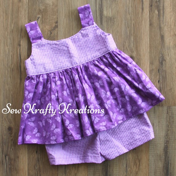 Little Girl's 2 Piece Set Purple Stripes with Purple Etsy